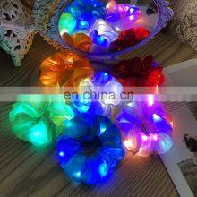 2020 New Arrival Girls LED Luminous Scrunchies Hairband Ponytail Holder Headwear Elastic Hair Bands Solid Color Hair Accessories thumbnail-3