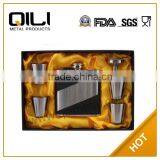 Stainless Steel Leather Wrapped Whisky Premium Hip Flask Gifs Set