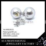 2015 Fashion Latest Design Simple and Generous Hot Sales 925 Silver Rhodium Plate Double Sides Pearl Earrings for Ladies thumbnail-5