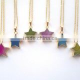 Agate Star Necklace ,Agate Necklace, Agate Jewelry ,Star Jewelry ,Pink/Blue Star Necklace