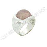 Sterling Silver 925 Plain Band Ring Jewellery,rose Quartz Gemstone Wholesale Jewelry thumbnail-1