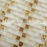 GT009 Gold Foil Luxury Crystal Glass Strip Mosaic Tile thumbnail-2