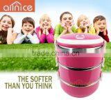 Multilayer Light Surface Round Shape Design Insulation PP Inner Stainless Steel Tiffin Box /bento Box With Air Hole p Handle thumbnail-6