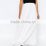 Fashion Custom Designs Summer White Pleated Long Maxi Skirt For Women China Manufacture thumbnail-2