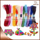 Children diy use buff craft paper raffia rope 20m with 12 colors