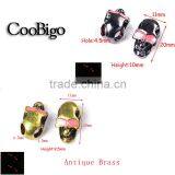 Double Vertical 4.5mm Hole Metal Skull Antique Brass/Gun Black Plated Glow in Dark for Paracord Knife Lanyards #FLQ054-3LR/4LR