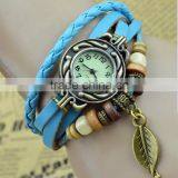 New Hot Retro Metal Fashion Leather Bracelet Water Quartz Hand Clock Women Wrist Watch ,antique Gold Filled Watch thumbnail-5