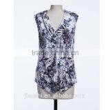 Latest Designs New Style Spandex Printed Sleeveless Lady Blouse & Top for Women thumbnail-2