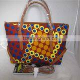 Authentic African Printed Wax Fabric and Leather Bag thumbnail-6