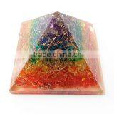Chakra Onyx Layer Orgonite Pyramid With Crystal Point - Orgonite For Sale thumbnail-1