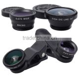 High-clarity Clip-on Macro lens+0.67x Wide angle lens+180Degree Fish-eye Lens For iPhone/iPad/Samsung/HTC/Nokia