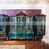 French Neoclassical Luxury Peacock Green Wooden Carving Small Round Dining Table Central Table / European Dining Room Furniture thumbnail-6