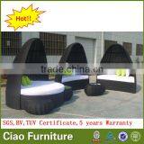 Hot Sale Garden Rattan Furniture Round Bed With Canopy thumbnail-1