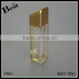 China Luxury Translucent Gold 100 ml Glass Bottle Cosmetic Perfume Bottle Glass With Bottle Gold Aluminum Spray and Cap thumbnail-1