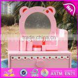 2017 New Design Lovely Pink Girls Wooden Toy Dressing Table W08H077 thumbnail-3