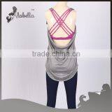 Singlet With Contrast Sports Bra Melange Polyester Spandex for Women thumbnail-1