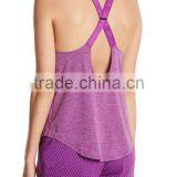 MGOO OEM Service Purple Spandex Fabric Stretchy Racer Back Singlet Wholesale Cool Dry Women Sport Tank Top thumbnail-3