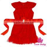 BQA143 Lovebaby Fancy Party Lace Dress With Flower Belt Girl Skirt Vintage Frock Design For Baby Girl thumbnail-2