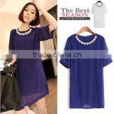 Latest Chiffon African Navy Blue Dresses thumbnail-1