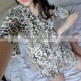 Chiffon Sleep Shirt Sleepwear Breathable Leopard Purple Pajamas Women Summer thumbnail-1
