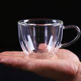 Best Sall Pure Hand Made Small Double Walled Cappuccino Coffee Glass Cup Glass Chocolate &Tea Cup With Saucer thumbnail-4