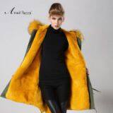 Women Winter Coats Retro Man-made Wholesale Faux Fur Lining Coat for Women