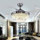 European Crystal Stealth Ceiling Fan Light Bedroom Modern Minimalist Restaurant European-style Living Room Ceiling Fan Lights thumbnail-3