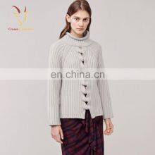 Ribbed Merino Wool Clothing Pullover Sweater for Lady thumbnail-1