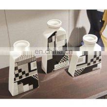 Nordic Geometrical Pattern Decal Porcelain Luxury Modern Decorative Flower Ceramic Vase thumbnail-2