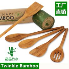 Wholesale bamboo utensil set with round handle,kitchen accessory,bambu cooking tool