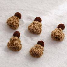 10pcs Mini 20 Pcs Knitted Hat Set, Mixed Color Polyester Wool Yarn Doll Hats, Handcrafted for DIY Christmas Ornaments & Sewing Projects thumbnail-4