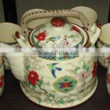 Hot sell porcelain gift ceramic tea set with 1 tea pot and 6 tea cup