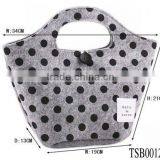 Hot Sale Fashion Black Dot Felt Handle Bag