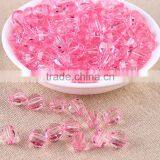 Pink Color Wholesales 8mm to 20mm Stock Acrylic Clear Transparent Faceted Beads for Kids Girls Jewelry