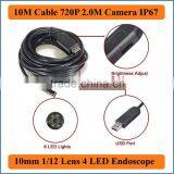 10M Cable Length 10mm Lens 4 LEDs Waterproof IP67 2.0M Camera HD 1080*720P USB Snake Inspection Camera Endoscope Borescope thumbnail-1