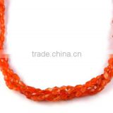 4 Strand Natural Carnelian Faceted Beads,5X7mm 13.5", Natural Rare Gemstone Drilled Faceted Oval Beads
