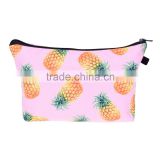 beauty 3d print pineapple printing pink cosmetic travel bag