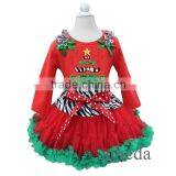 Zebra Waist Red Green Pettiskirt With Xmas Mustache Tree Red Long Sleeves Tee thumbnail-1
