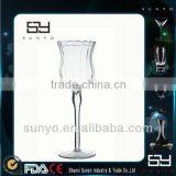 Handmade Long Stem Tulip Shaped Glass Candle Holder thumbnail-1