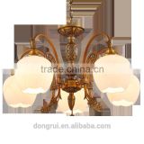 marble Classical full Copper luxury decorative light hotel Chandelier For High Ceiling 5 heads 608-5H
