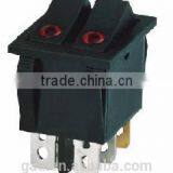 CNGAD 2 Button Black 6pins With Light 10A 250V Rocker Switch(10A Rocker Switch,mini Boat Switch) (RK2-21 )