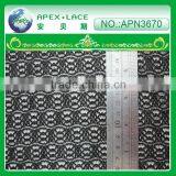 APN3670-polyester Lace Fabric for Girls Flower Lace Dress Black Fabric 2013