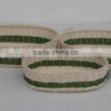 Green Set/3 Nested Oval Rattan Basket thumbnail-1