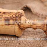 Olive Wood Carved Goblet Wineglass Hand Made thumbnail-2