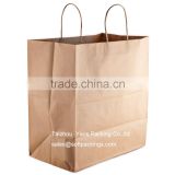 custom kraft paper bag for packing, high quality printed brown kraft paper carrier bag, natural kraft paper flat bottom bag