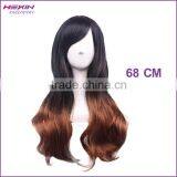 Cosplay Full Lace Human Hair Wig With Wig Cap and Comb (Black Brown) thumbnail-2
