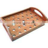 Antique Bamboo Serving Tray With Holes Handles for Kitchenware Tableware Catering Home Hotel Restaurant and Bar