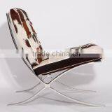 Luxury Furniture Wholesale Reclining Chair Leather Barcelona Chair Knock off Cowhide Dining Chair thumbnail-4