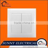 White Plastic European 2 Gang 2 Way Switch