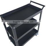 Black Rolling Metal 3 Tray Utility Tool Service Push Cart Shelf Storage Wheeled thumbnail-6